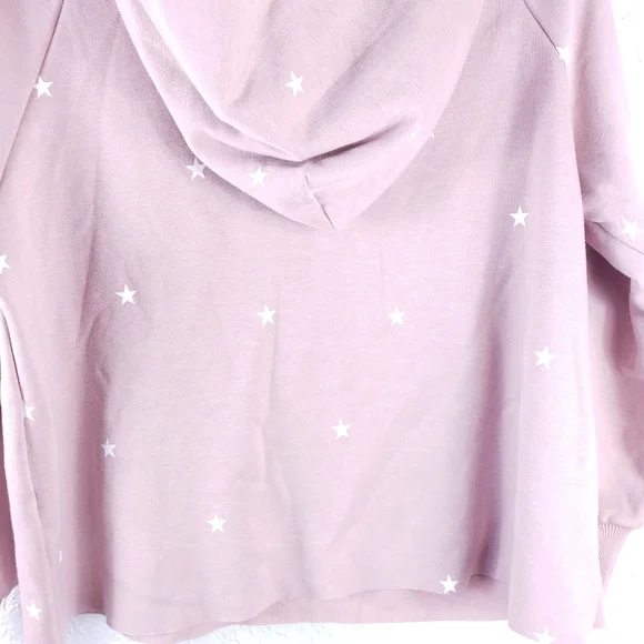 STORIA Stars Print Lace-Up Oversized Hoodie Mauve Pink Jacket - Picture 11 of 12